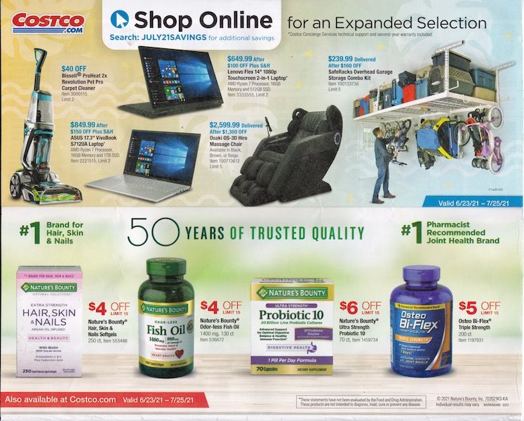 Costco ad with shop online feature and more